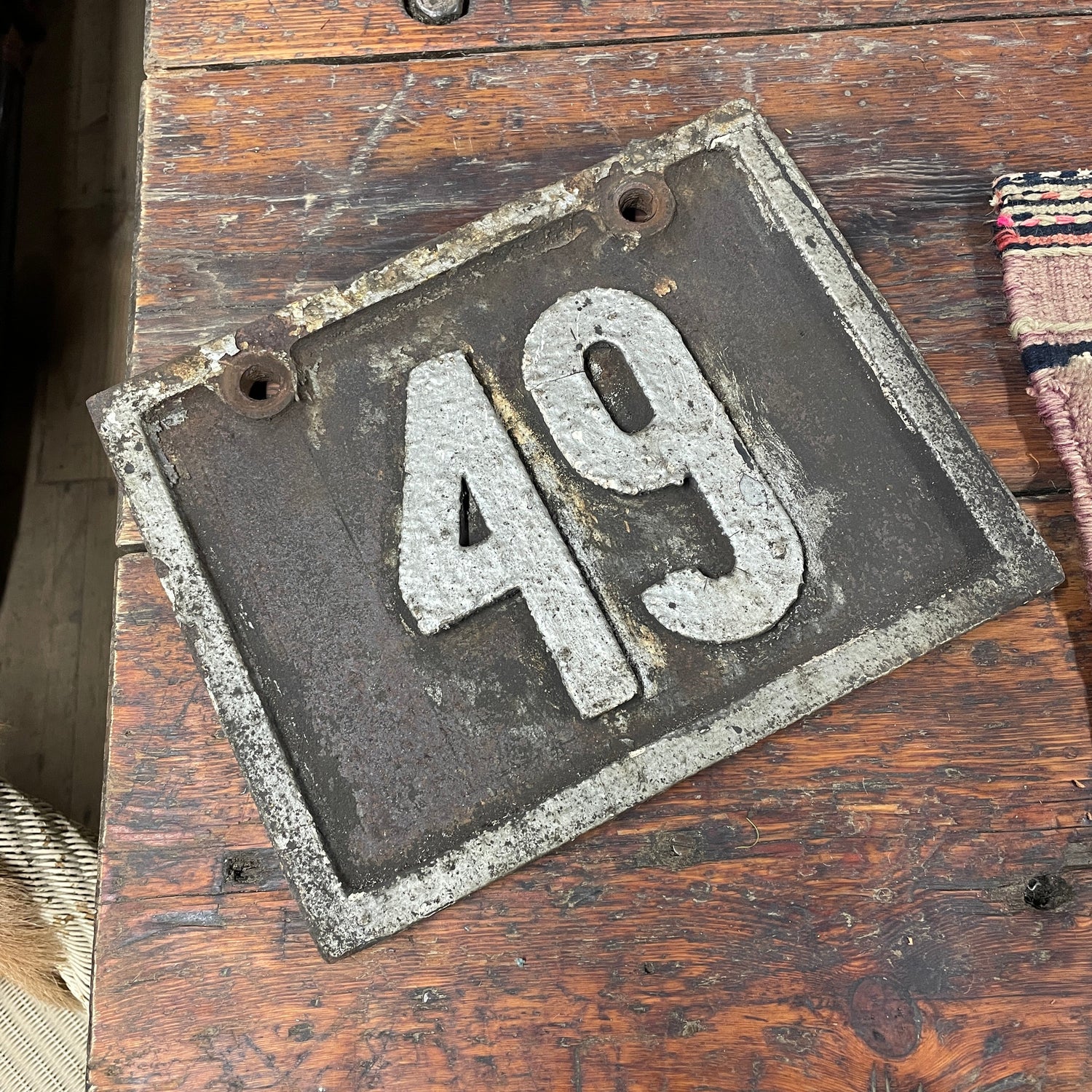 An Industrial Salvaged Solid Wood Table with Industrial Metal Pin Legs. Discover more Antique Decorative Reclaimed Salvage Furniture & Homewares with Statement Furniture