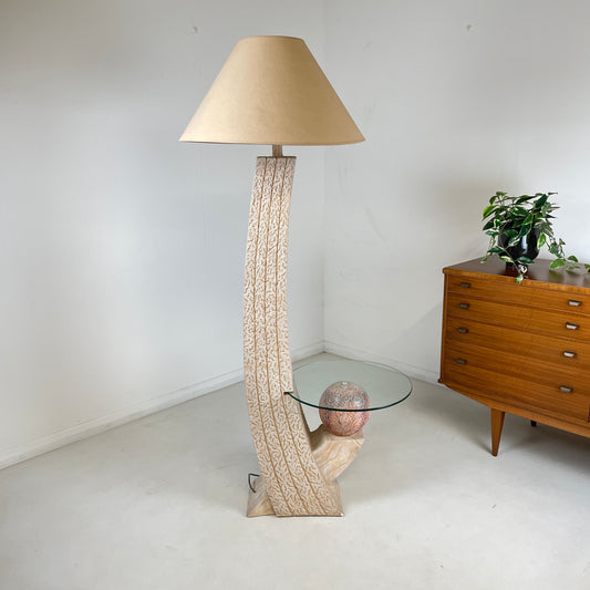 1980s POST MODERN TESSELLATED STANDARD LAMP TABLE