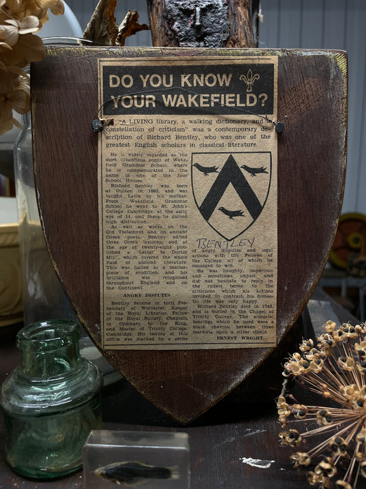 VINTAGE SHIELD HAND PAINTED PLAQUE - BENTLEY