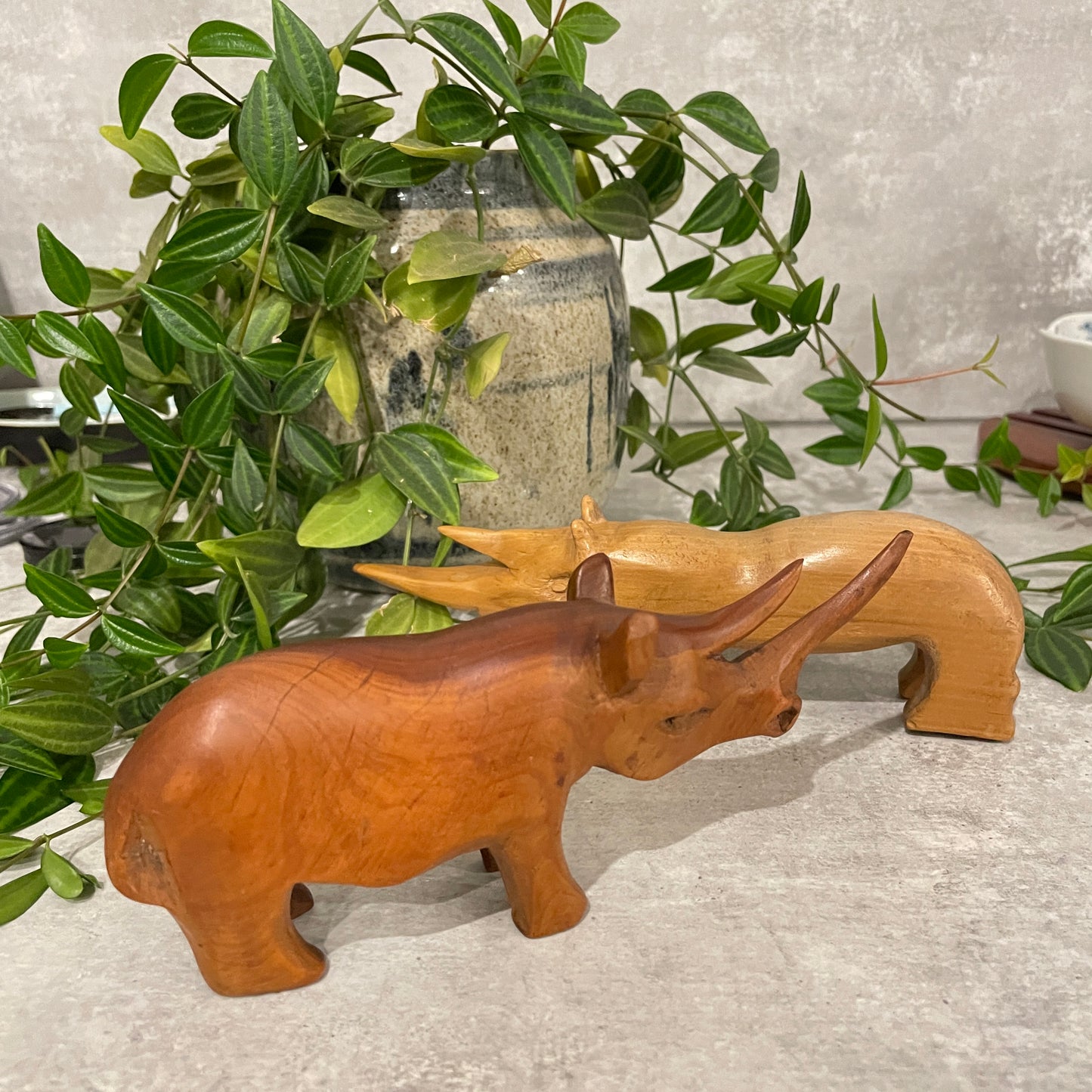 VINTAGE WOODEN RHINO