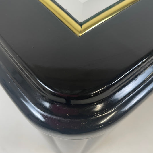 1980s MIRRORED BLACK LAQUERED COFFEE TABLE