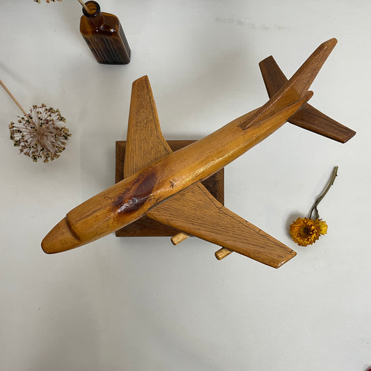 VINTAGE WOODEN CARVED AEROPLANE