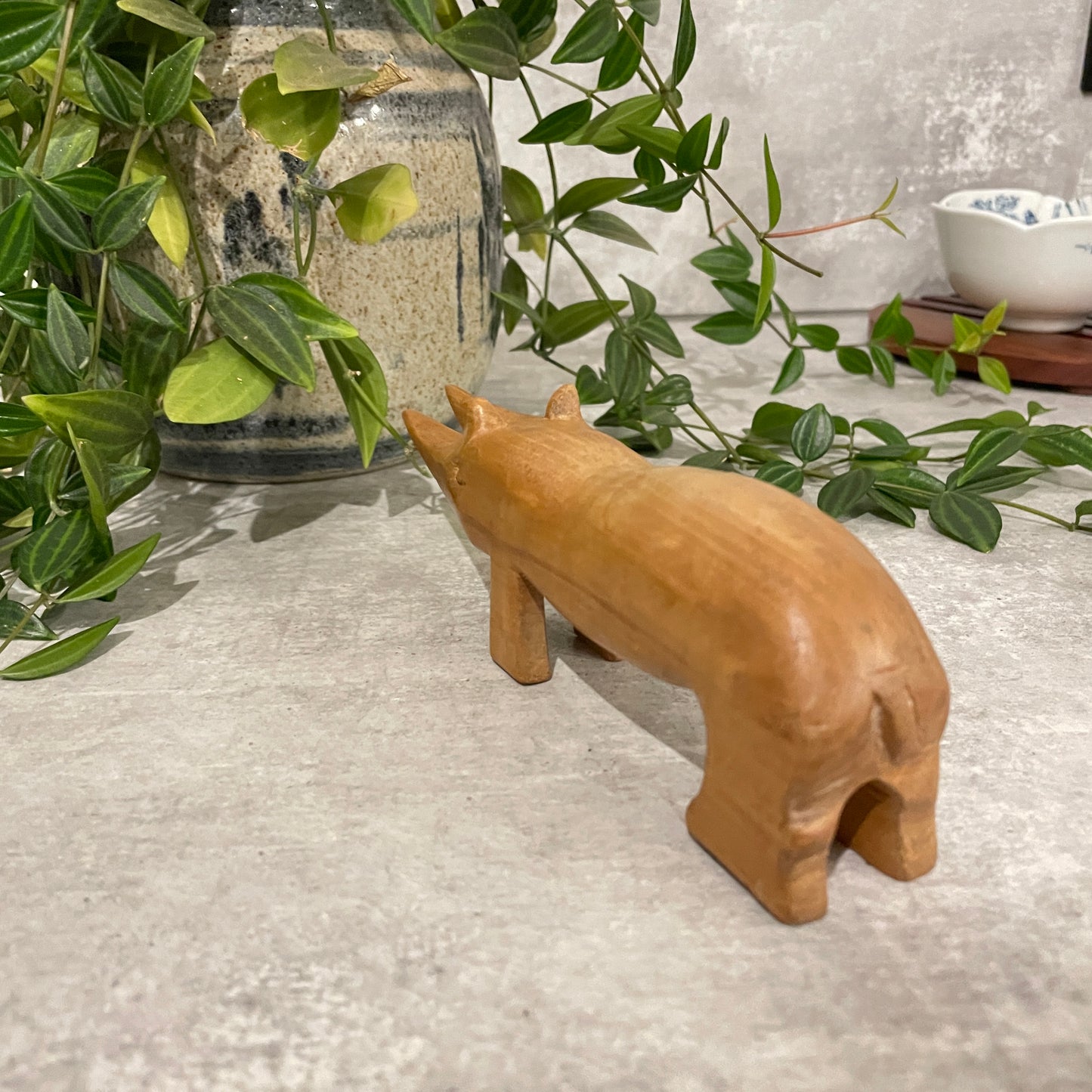 VINTAGE WOODEN RHINO