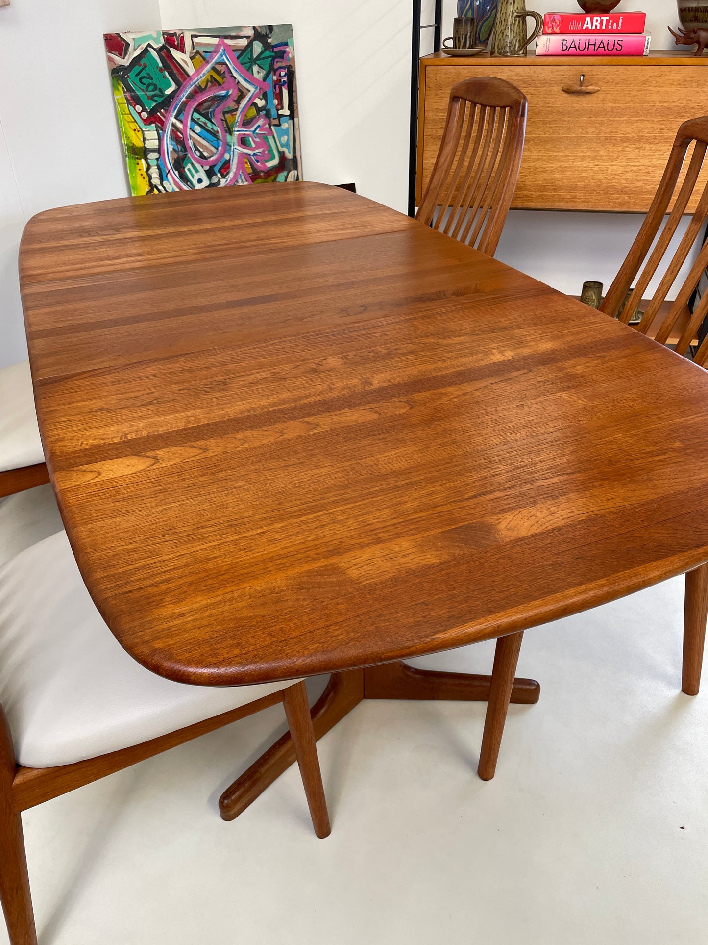 VINTAGE TEAK DINING TABLE & 4 CHAIRS BY BENNY LINDEN