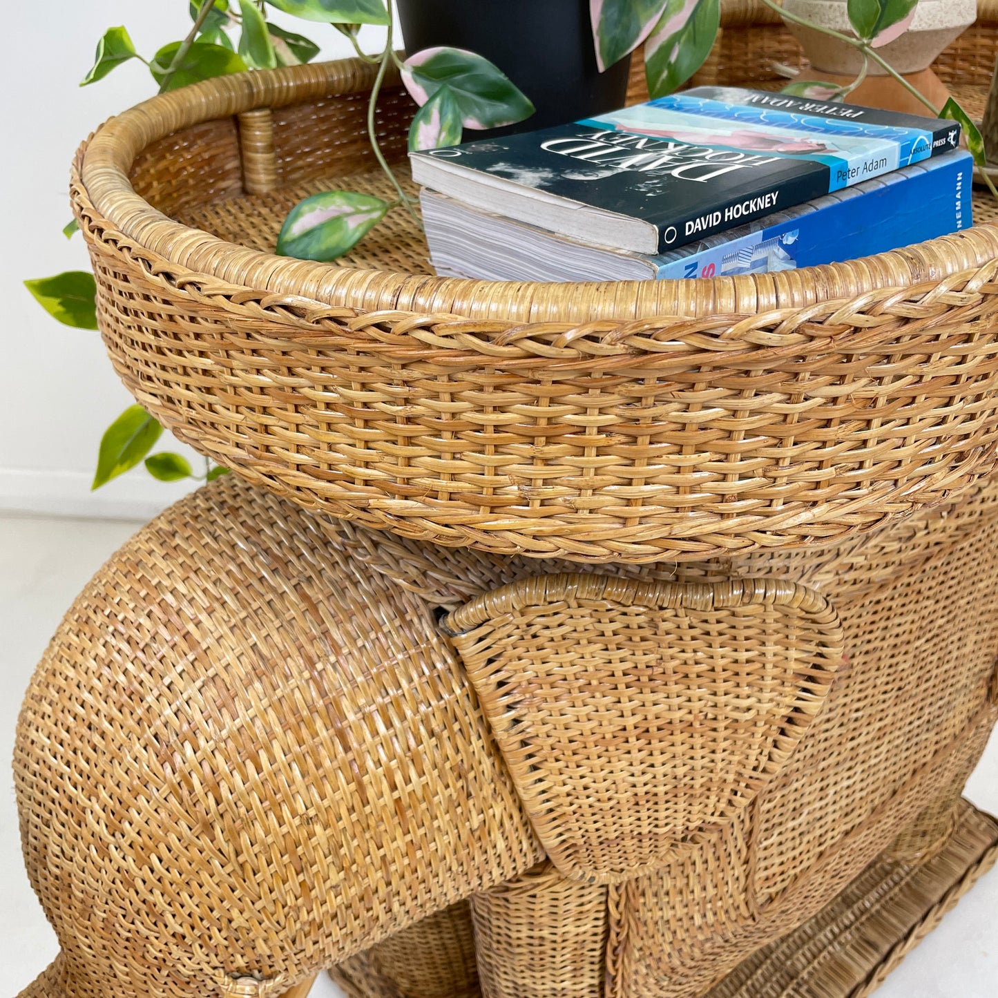VINTAGE BAMBOO ELEPHANT SIDE TABLE