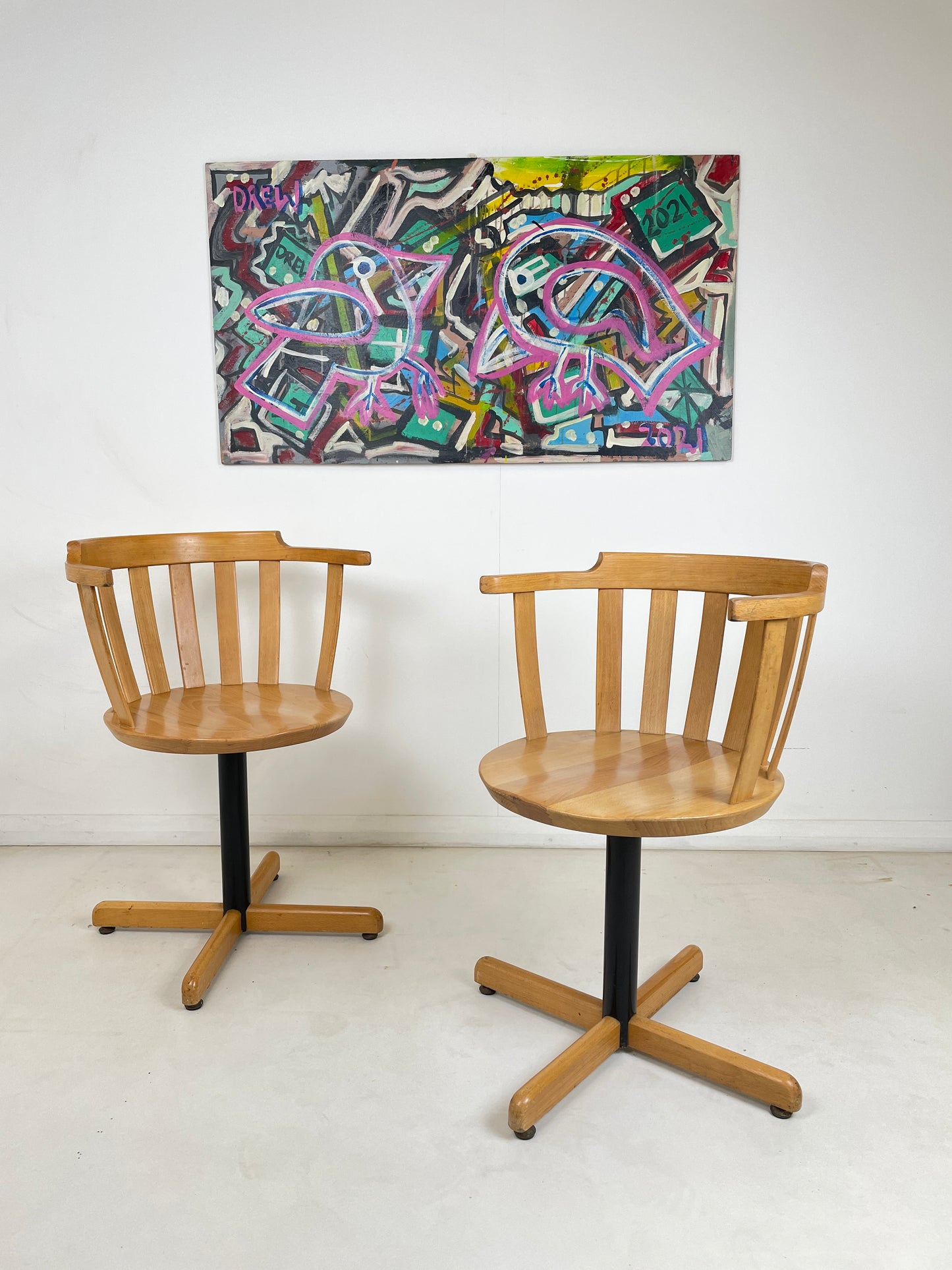 1950s CENTA SWIVEL CHAIRS IN BEECH WOOD