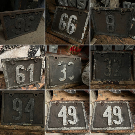ORIGINAL CAST IRON MACHINE DOOR NUMBER PLAQUE No 49 66 94