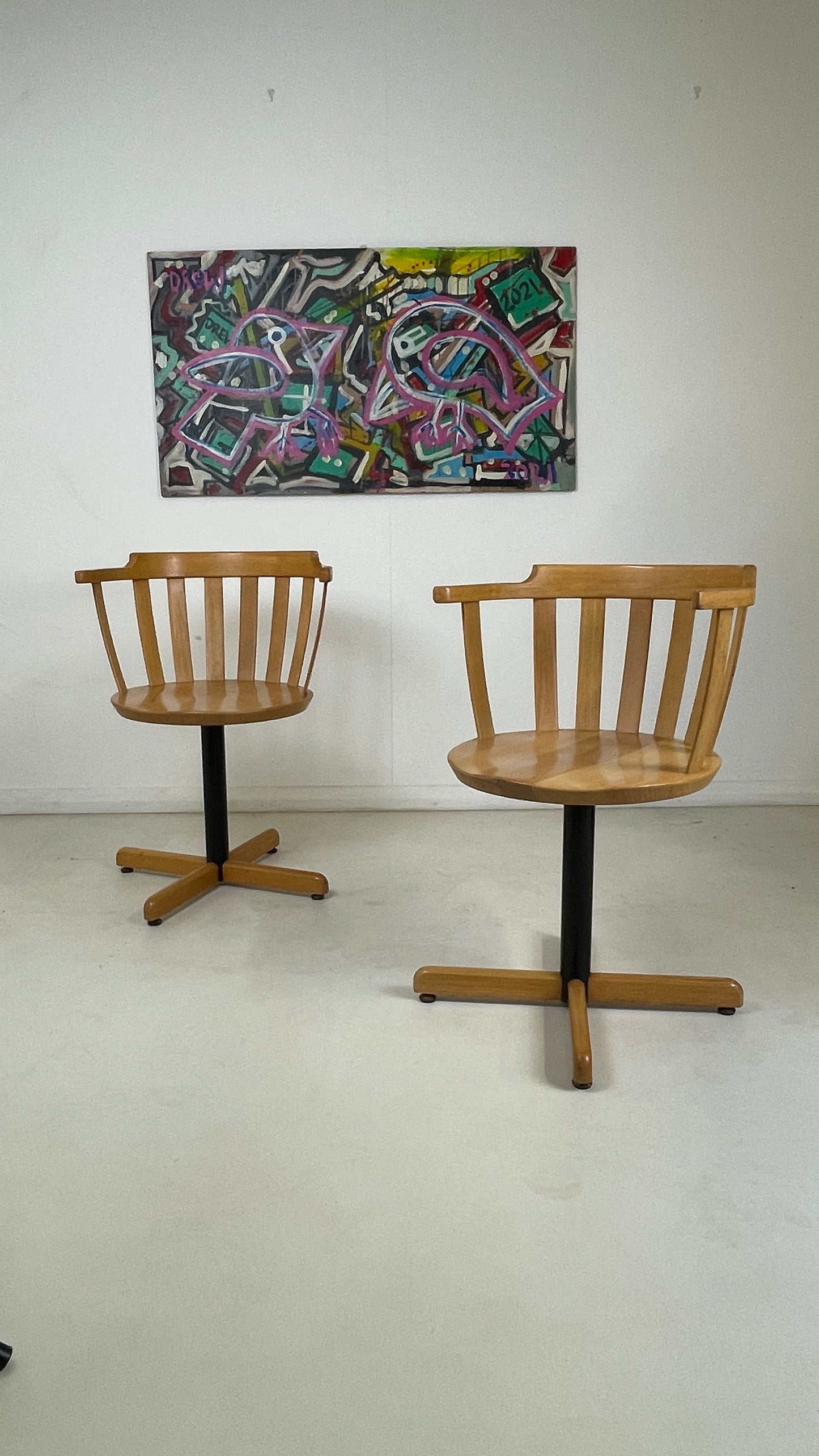 1950s CENTA SWIVEL CHAIRS IN BEECH WOOD