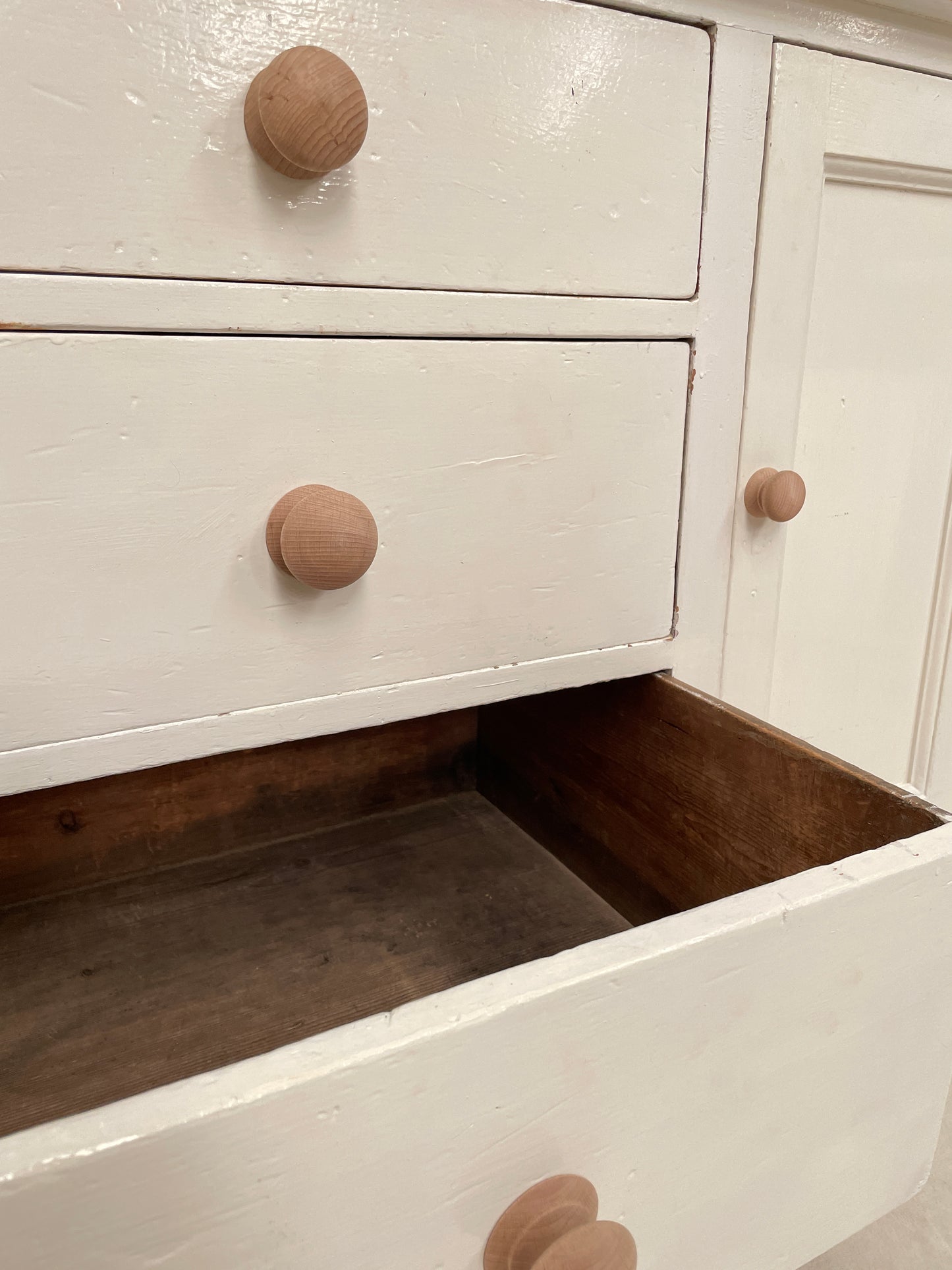 ENGLISH PAINTED PINE KITCHEN SIDEBOARD