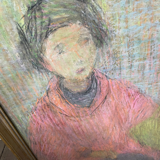 ORIGINAL FRAMED PASTEL PAINTING OF LADY