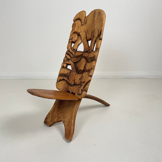 DECORATIVE AFRICAN CARVED TRIBAL BIRTHING STOOL