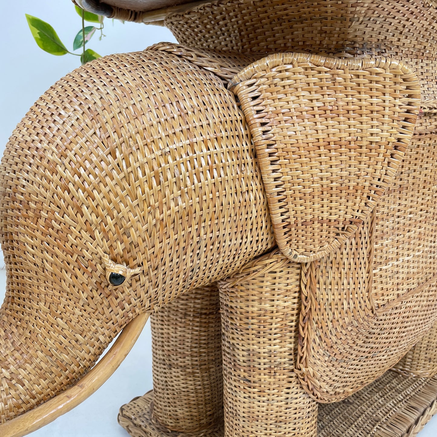 VINTAGE BAMBOO ELEPHANT SIDE TABLE