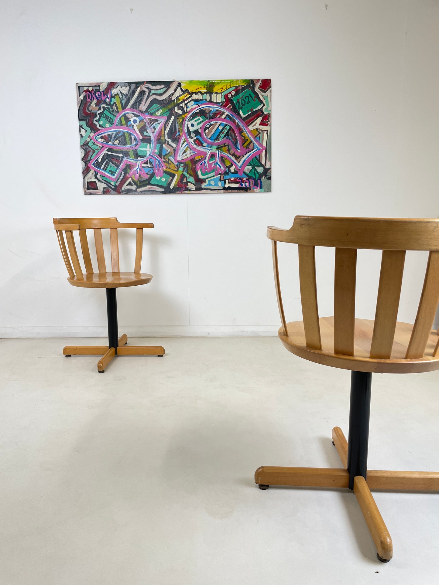 1950s CENTA SWIVEL CHAIRS IN BEECH WOOD