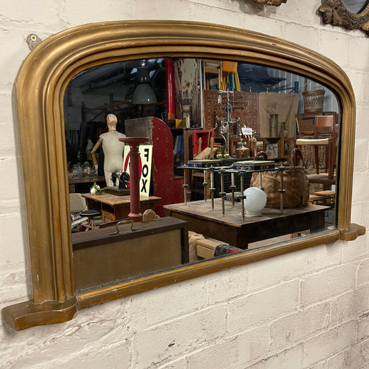 SMALL VICTORIAN GOLD ANTIQUE OVER MANTLE MIRROR