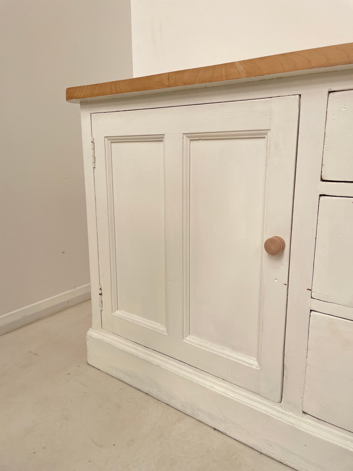 ENGLISH PAINTED PINE KITCHEN SIDEBOARD