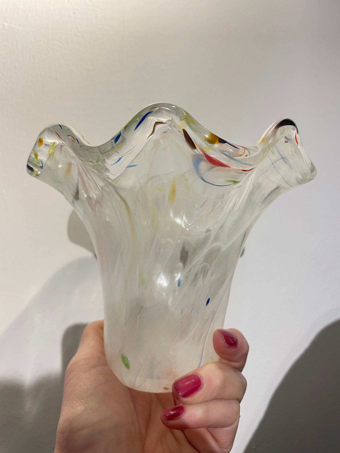 ITALIAN WHITE MURANO CONFETTI VASE
