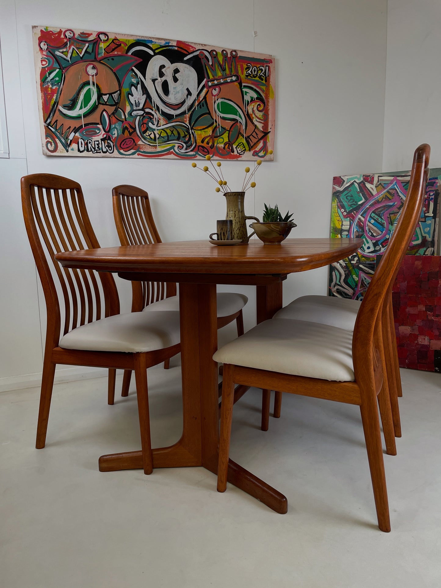VINTAGE TEAK DINING TABLE & 4 CHAIRS BY BENNY LINDEN