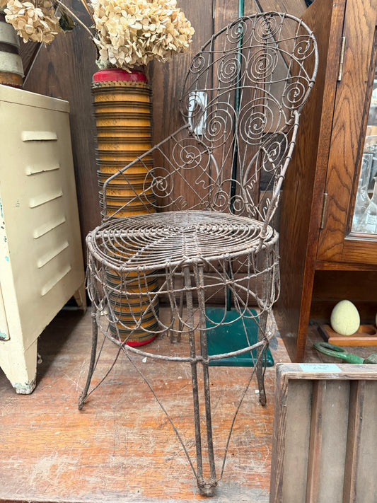 ANTIQUE FRENCH VICTORIAN CHILDS WIREWORK CHAIR