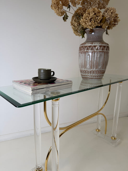 HOLLYWOOD REGENCY CONSOLE TABLE IN THE STYLE OF CHARLES HOLLINS