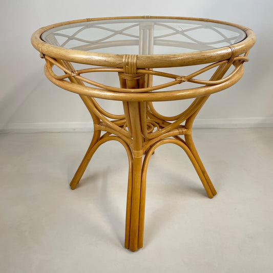 VINTAGE BAMBOO ROUND DINING TABLE