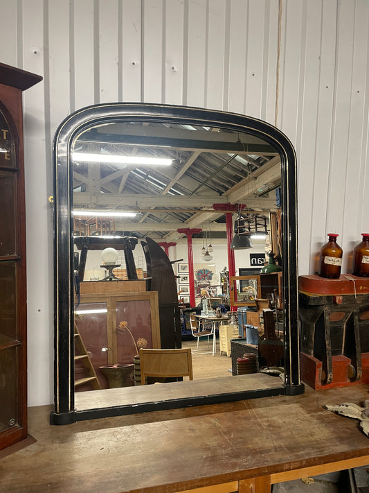 ANTIQUE BLACK EBONISED OVERMANTEL WALL MIRROR