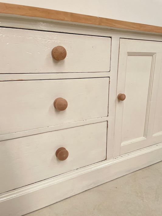 ENGLISH PAINTED PINE KITCHEN SIDEBOARD