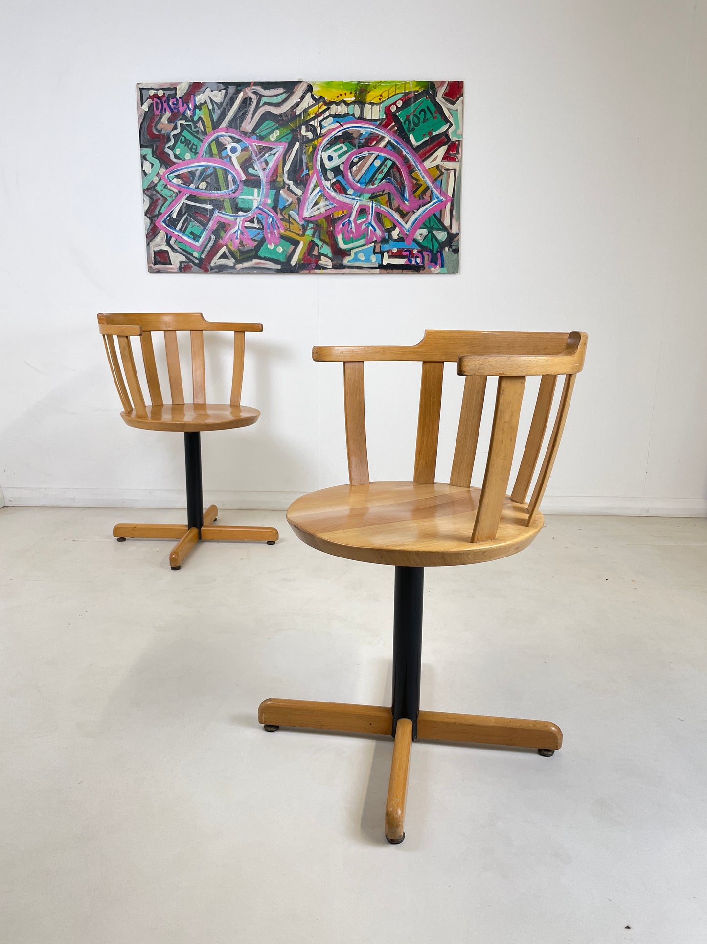 1950s CENTA SWIVEL CHAIRS IN BEECH WOOD