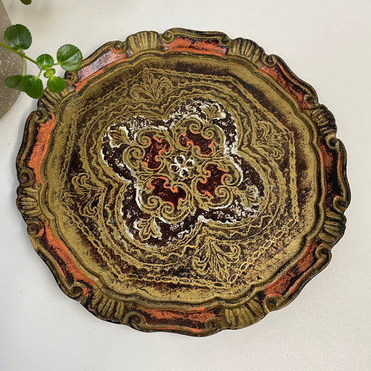 VINTAGE FLORENTINE PLATE/TRAY - SET OF TWO