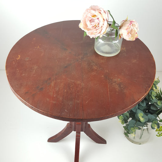 ANTIQUE PRIMITIVE DARK RED SWEDISH TAVERN TABLE CIRCA 1850s