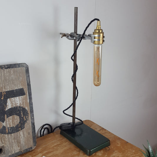 VINTAGE REPURPOSED RETORT STAND LAMPS SET OF 2