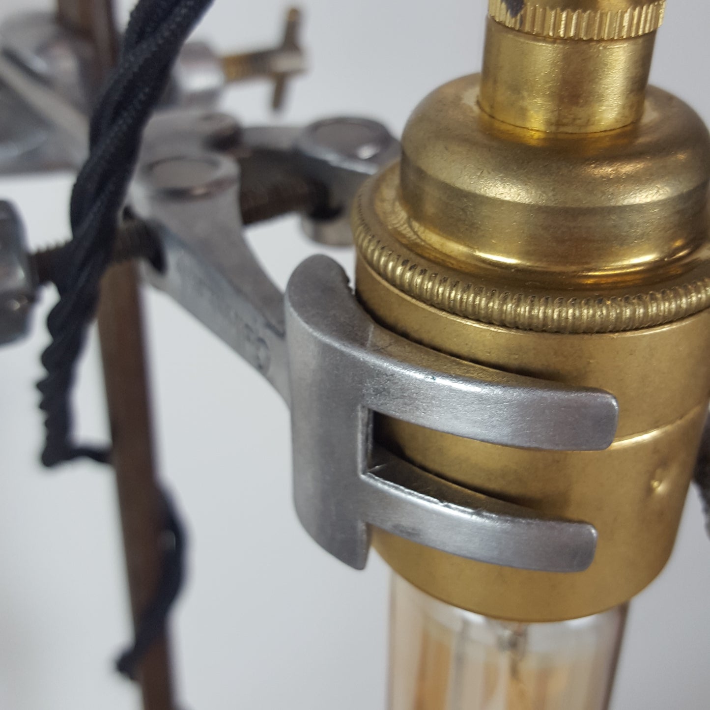 VINTAGE REPURPOSED RETORT STAND LAMPS SET OF 2