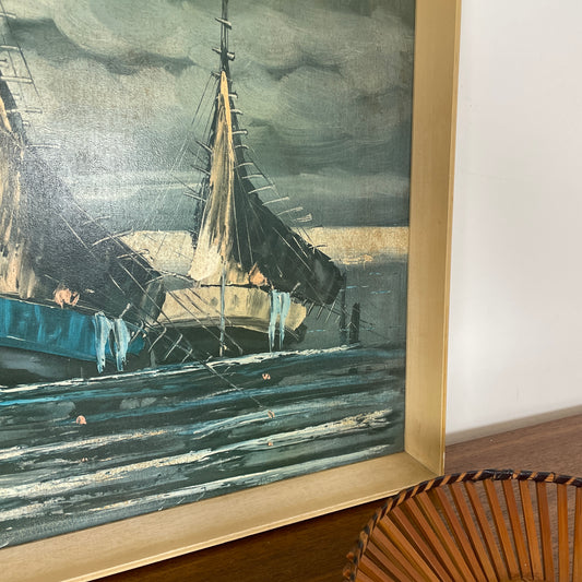VINTAGE 1960S BOAT PRINT IN ORIGINAL FRAME