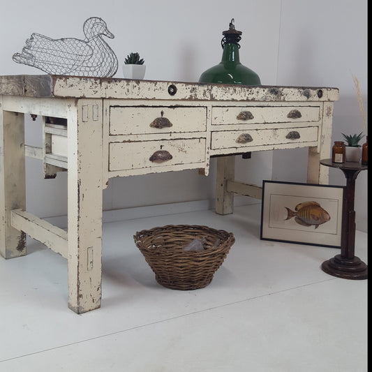 ENGLISH WORKBENCH / RUSTIC KITCHEN PREP ISLAND