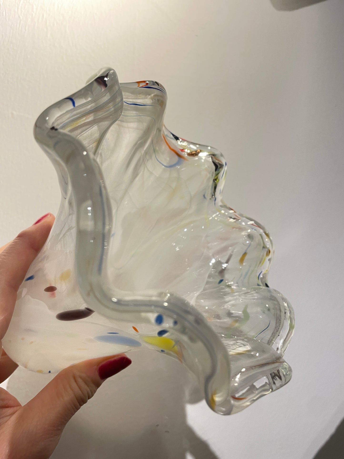 ITALIAN WHITE MURANO CONFETTI VASE