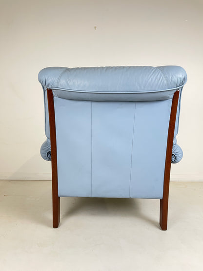 VINTAGE GPLAN 1990s NINA LEATHER CHAIR & FOOTSTOOL