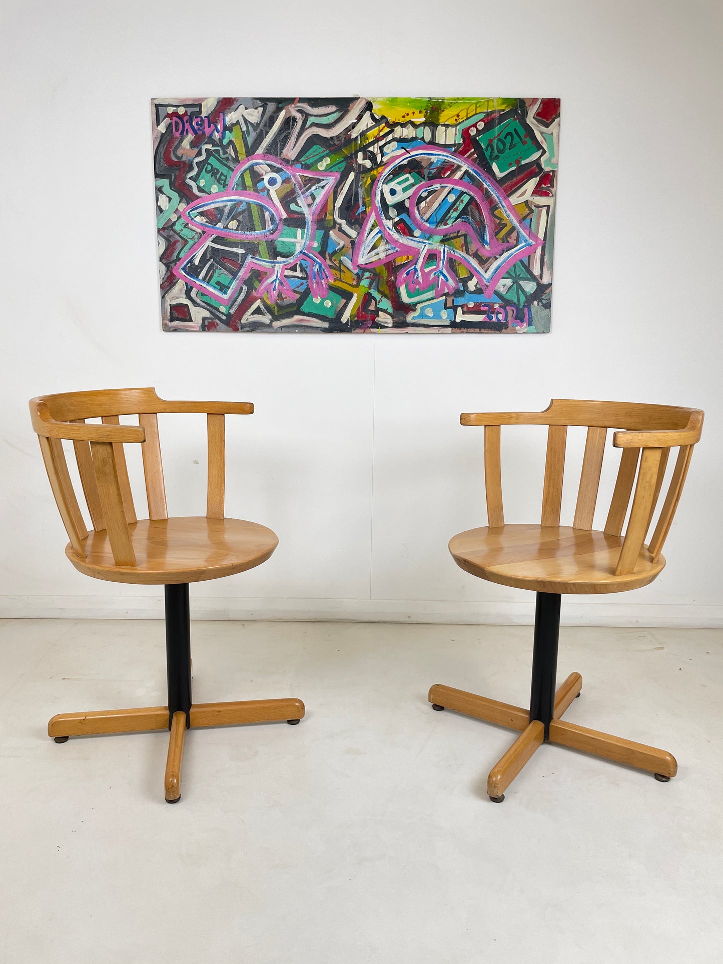 1950s CENTA SWIVEL CHAIRS IN BEECH WOOD