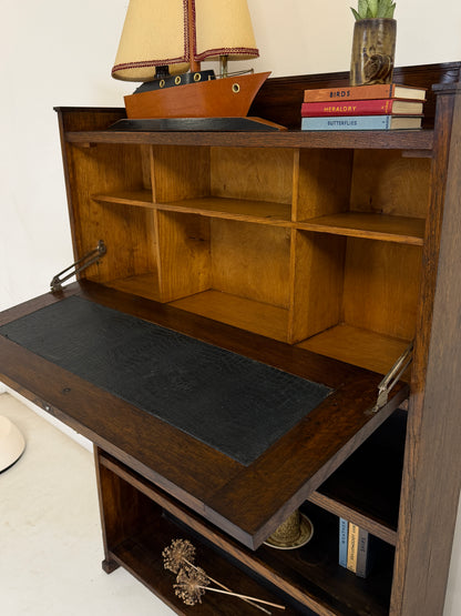 VINTAGE FALL FRONT OAK BOOKCASE BUREAU