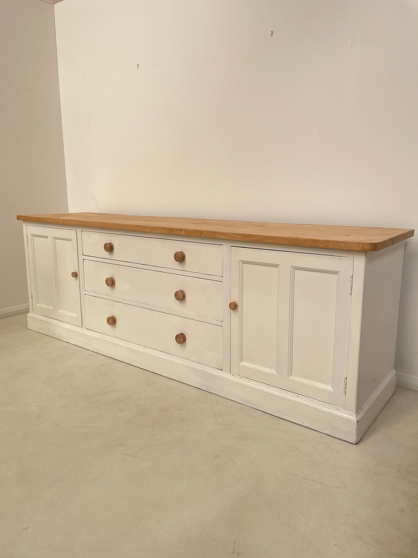 ENGLISH PAINTED PINE KITCHEN SIDEBOARD