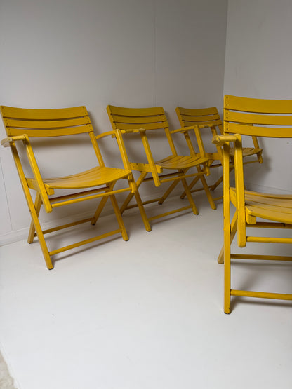 BAUHAUS FOLDING GARDEN CHAIRS IN YELLOW - SET OF 4