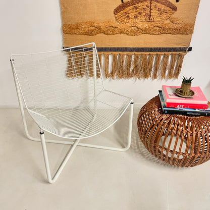 VINTAGE 1980s IKEA WHITE WIRE JARPEN CHAIRS x 2