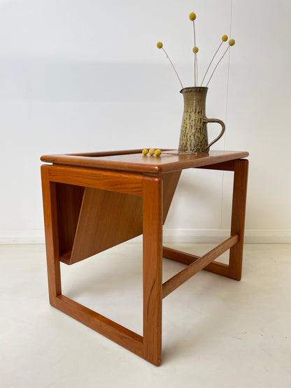 DANISH TEAK MAGAZINE RACK / SIDE TABLE