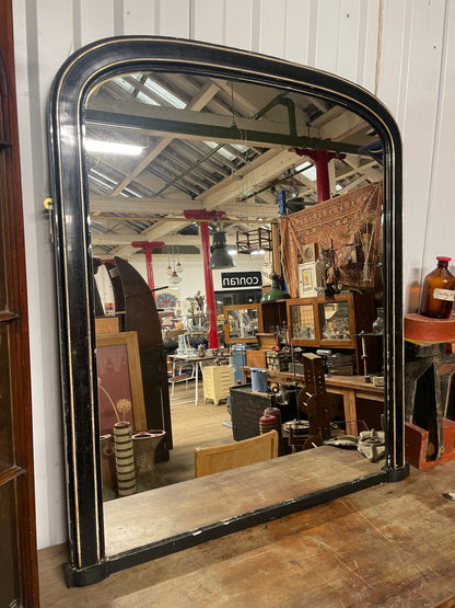 ANTIQUE BLACK EBONISED OVERMANTEL WALL MIRROR