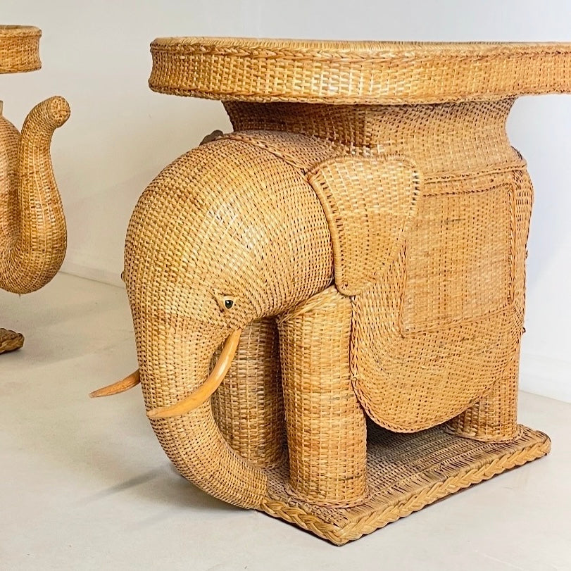 VINTAGE ELEPHANT SIDE TABLES x 2