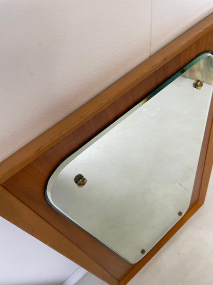 VINTAGE TAPERED TEAK WALL MIRROR