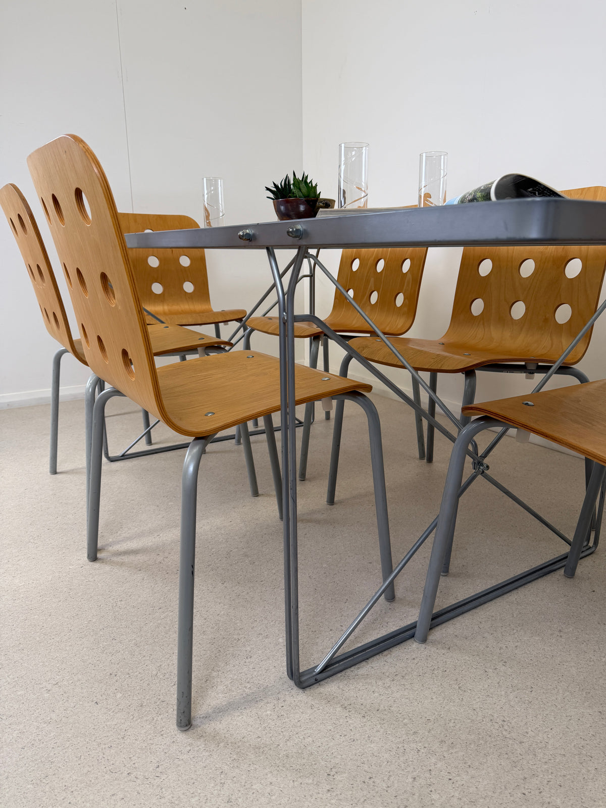 VINTAGE 1999 IKEA MOMENTS TABLE & 6 JULES CHAIRS