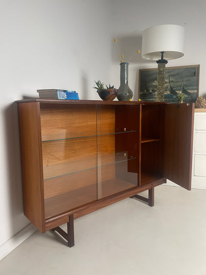 TURNIDGE GLAZED TEAK BOOKCASE / SIDEBOARD