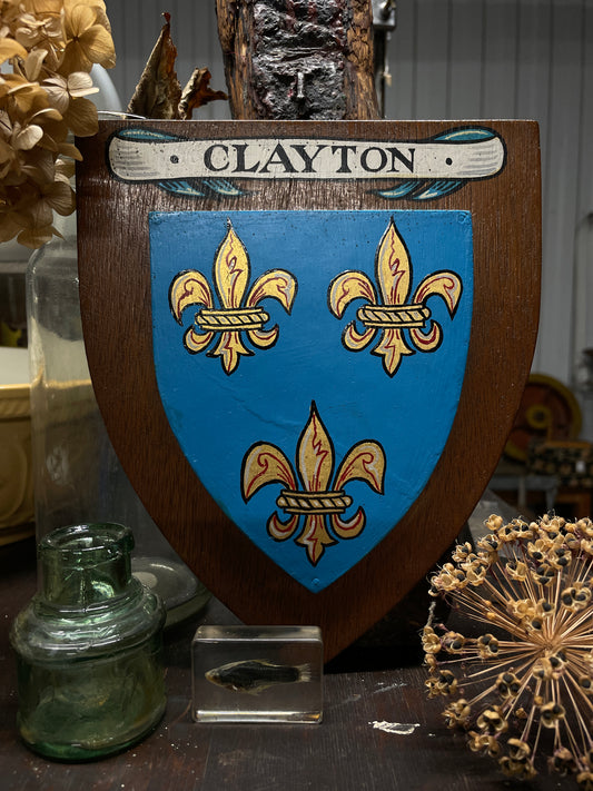 VINTAGE SHIELD HAND PAINTED PLAQUE - CLAYTON