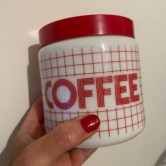 MILK GLASS COFFEE JAR 1980s