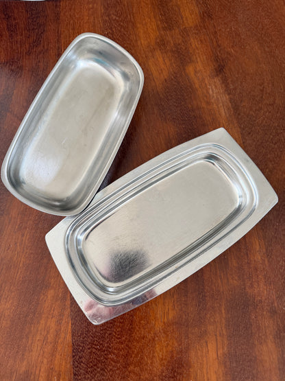 VINTAGE BUTTER DISH IN STAINLESS