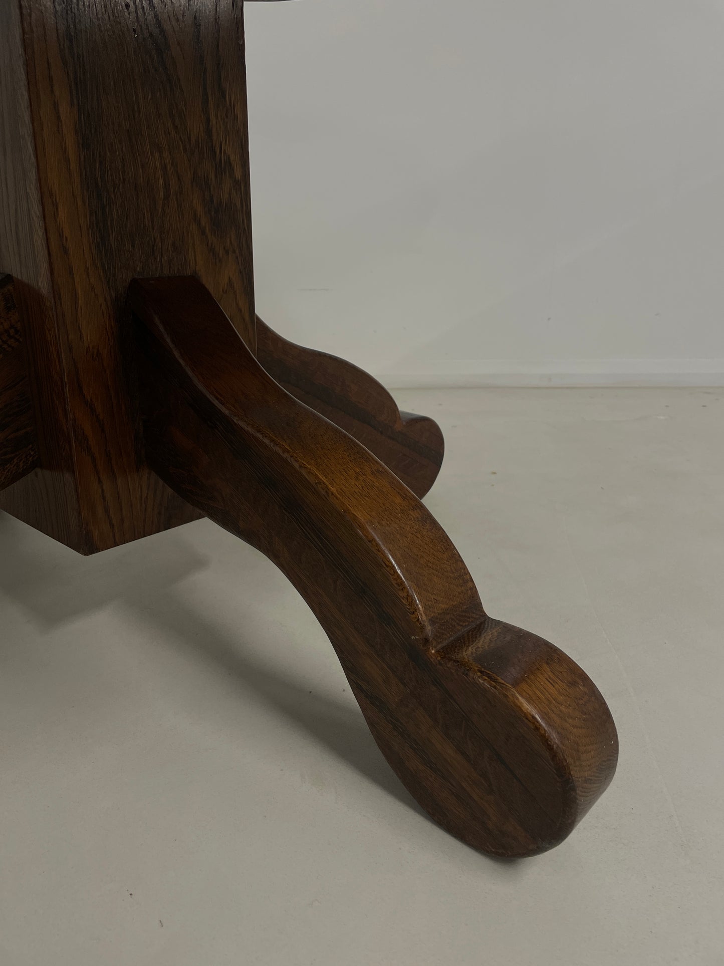 BRUTALIST 1970s BELGIUM OAK DINING TABLE & 4 CHAIRS